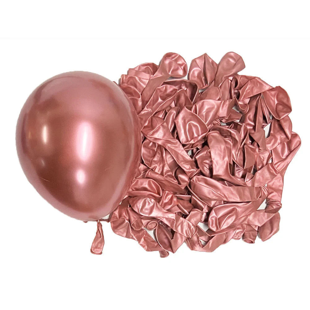 50/100Pcs Metal Balloons 5/10/12/18inch Rose Gold Metalli Silver Chrome Gold Latex Balloons Birthdays Wedding Christmas Decor