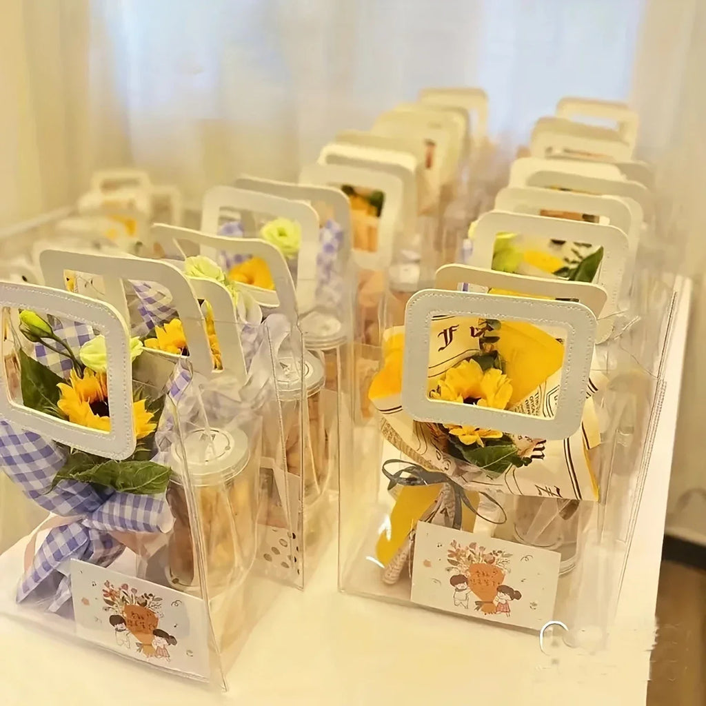 5/15 PVC Gift Bags Packing Bag with Handle Wedding Accessories Festival Souvenir Party Present Candy Jewelry Packaging Home