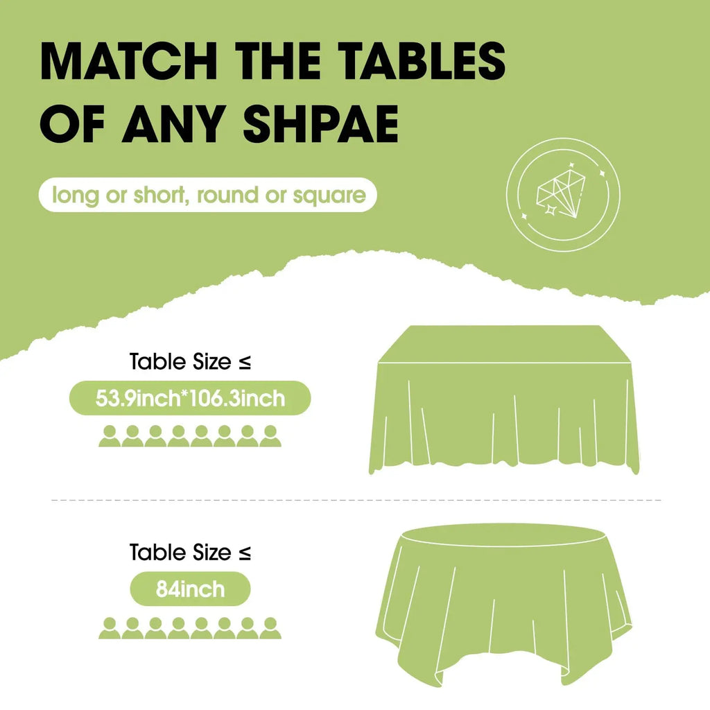 Plastic tablecloth disposable - 8 packs, tablecloth for rewinding tables, 54 "x108" decorative tablecloth, suitable for parties