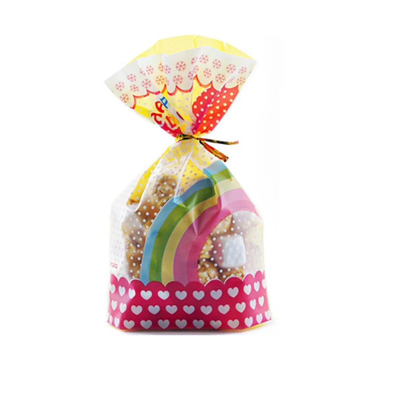 50pcs Plastic Bag For Gift 13X19cm Candies And Sweets Packaging Bags Birthday Wedding Party Christmas Gift Wrapping