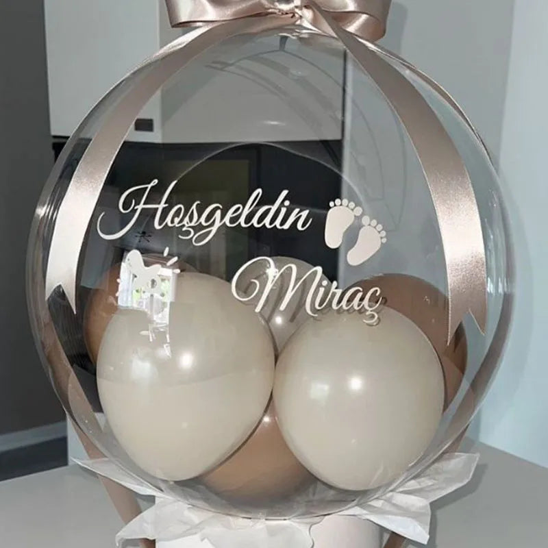 Personalised Bobo Balloon Custom Vinyl Sticker for Bubble Ballon Wedding Bridal Shower Decor Birthday Party Globos babyshower