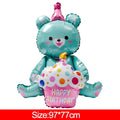 3-Layer Large Cake Balloons  Birthday Cartoon Bear Cake Foil Balloons for Kids Birthday Party Decoration Props Balloon Toys