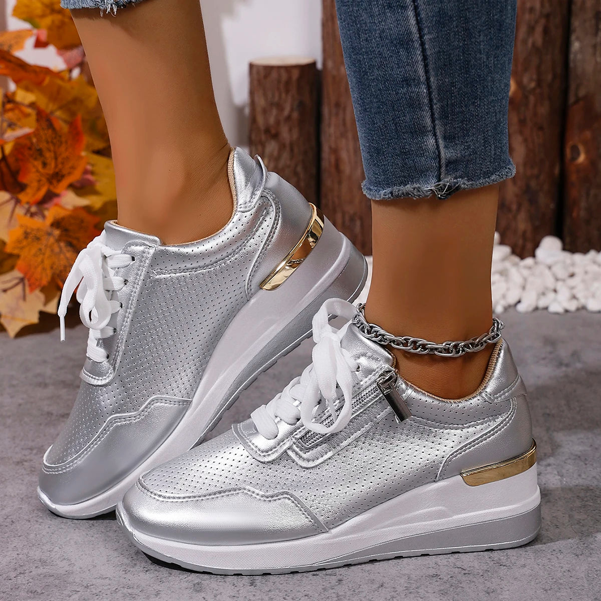 Brand Designer sneakers 2025 New Women Casual Shoes Height Increasing Sport Wedge Shoes Air Cushion Comfortable Sneakers