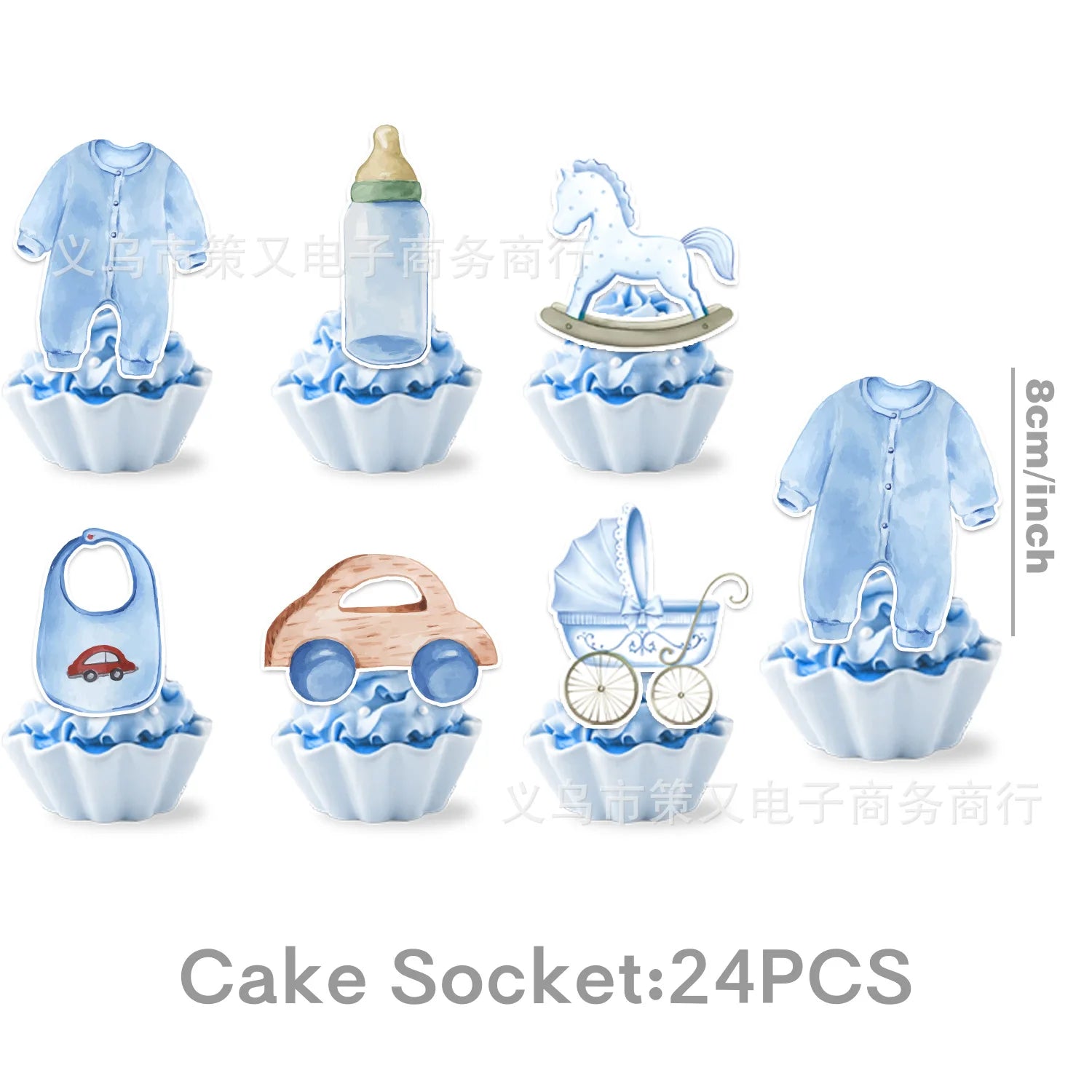 Baby Shower Decorations for Boy Blue Baby Boy Banner Balloons Hanging Swirls Decors Cake Toppers Baby Boy Shower Party Supplies