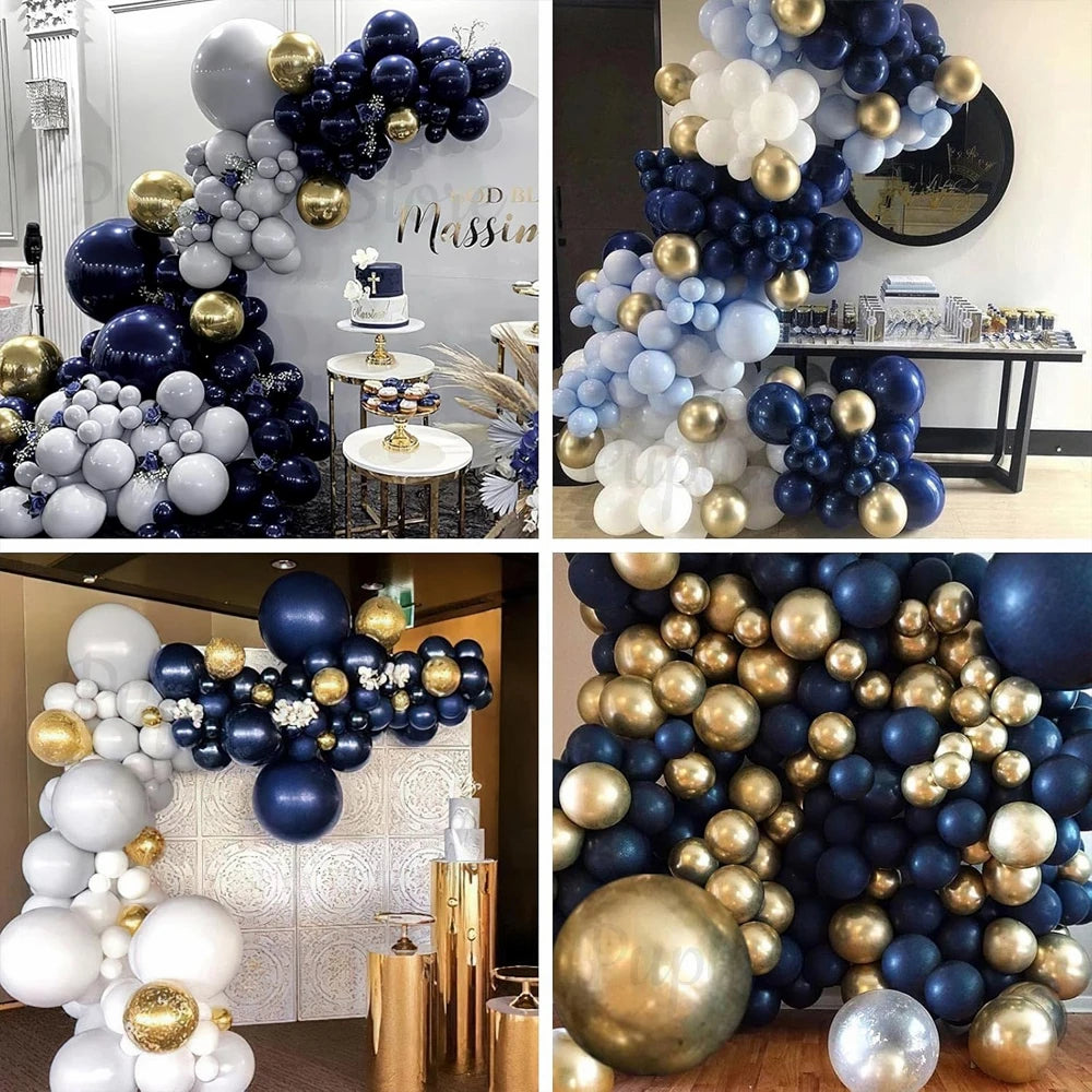 100Pcs Navy Blue Balloons Arch 5/10/12/18" Dark Ink Night Blue Latex Balloon for Baby Shower Anniversary Birthday Party Decor