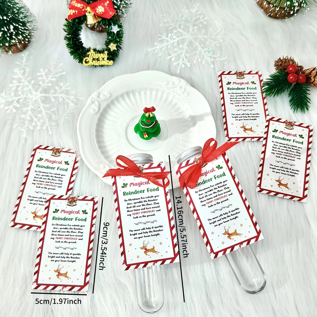 10/20sets Plastic Test Tube Christmas Party Packs with Magical Reindeer Food Cards for Christmas Party Decorations Guest Favors