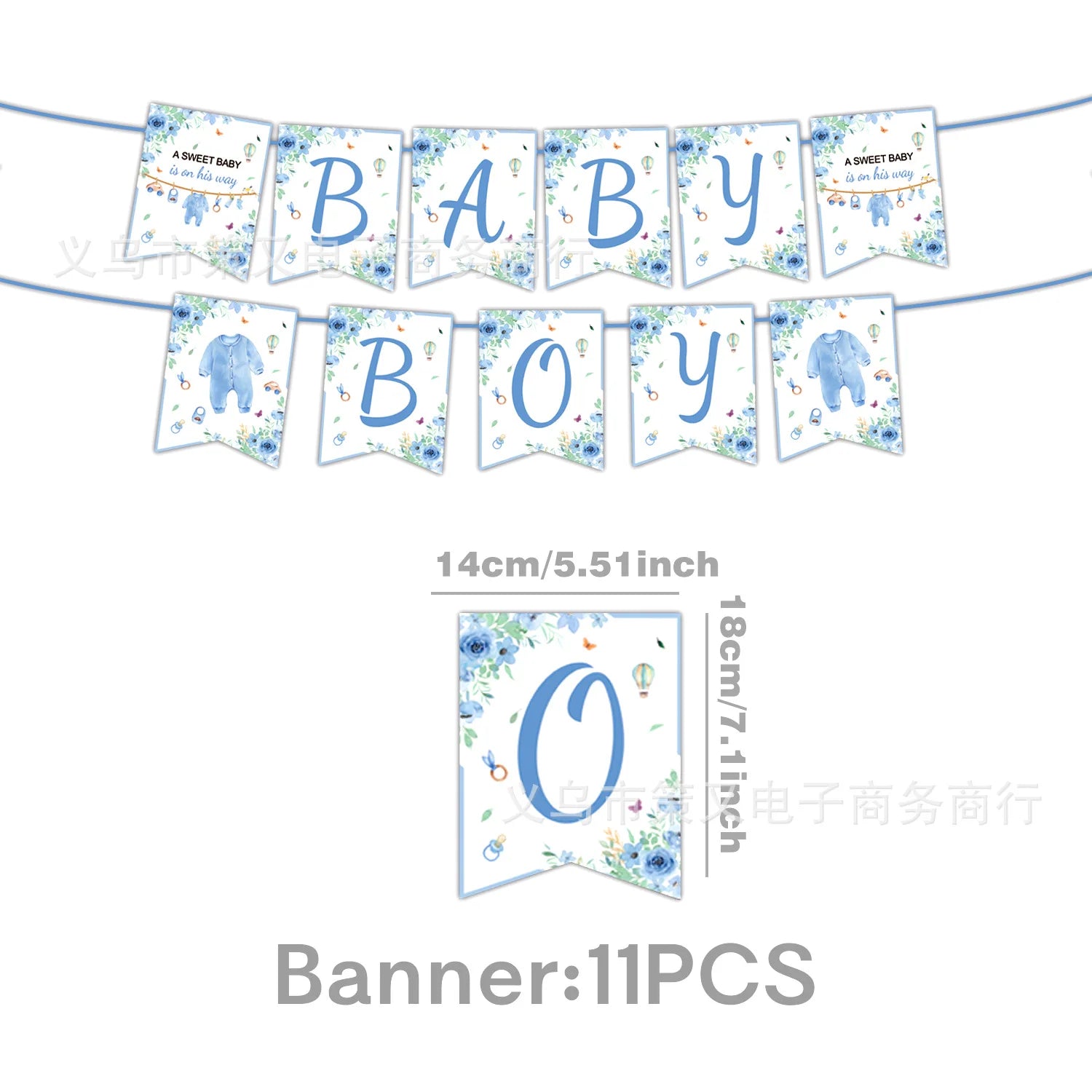 Baby Shower Decorations for Boy Blue Baby Boy Banner Balloons Hanging Swirls Decors Cake Toppers Baby Boy Shower Party Supplies