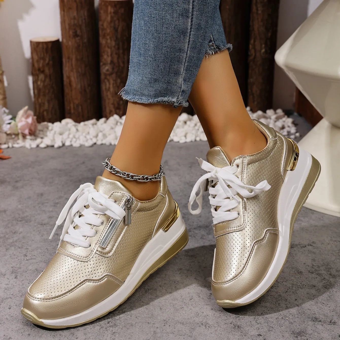Brand Designer sneakers 2025 New Women Casual Shoes Height Increasing Sport Wedge Shoes Air Cushion Comfortable Sneakers