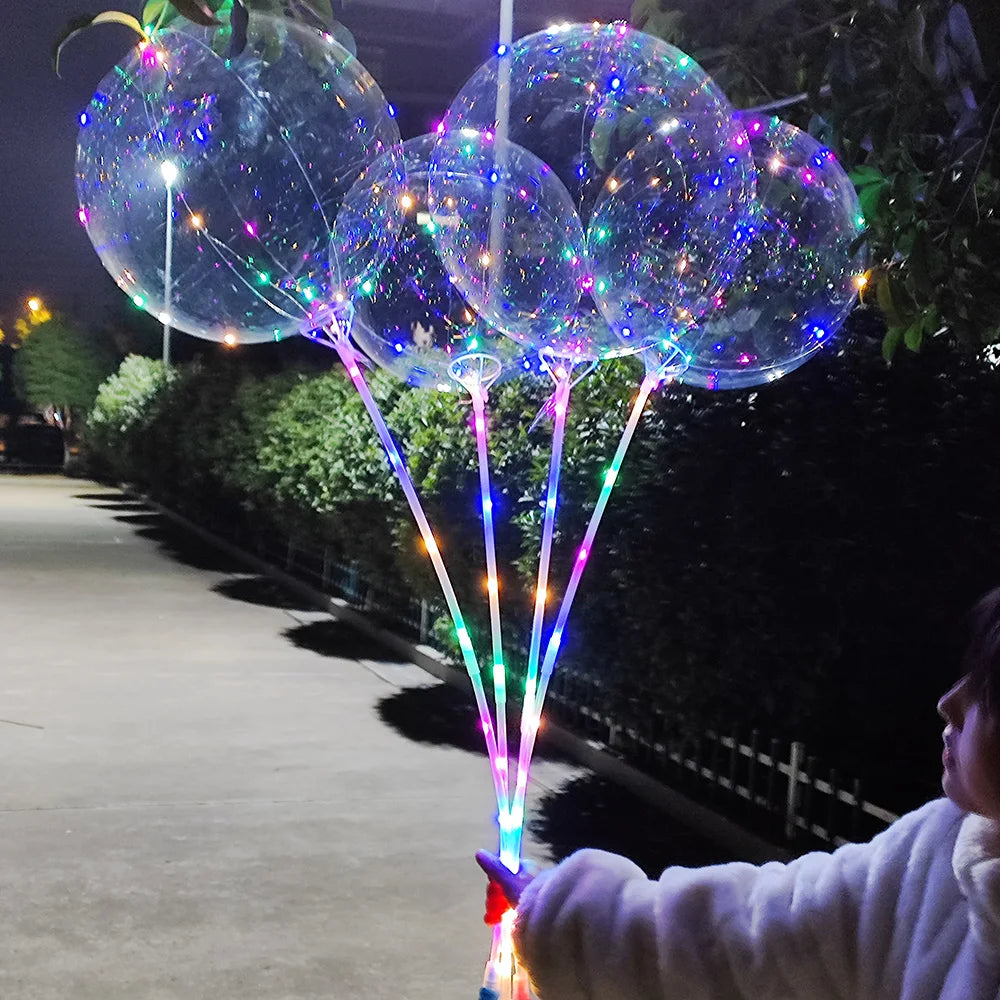 1/5/10/20/30pcs LED Light Up BoBo Balloons Colorful 3 Levels Flashing Handle 20 Inches Bubble Balloon 70cm Stick