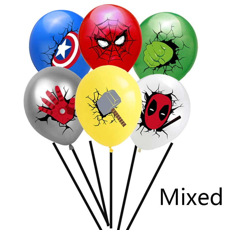 12Pcs Marvel Theme Latex Balloons Boys Birthday Party Decor Kids Toy Photo Props Baby Shower Supplies 12 inch Balloon