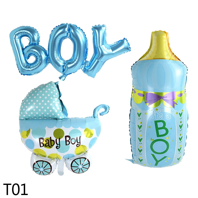 Baby Shower Balloons Set Pink Blue Boy Girl Foil Balloons Baby Bottle Balloon Gender Reveal Party Decoration1st Birthday Gifts