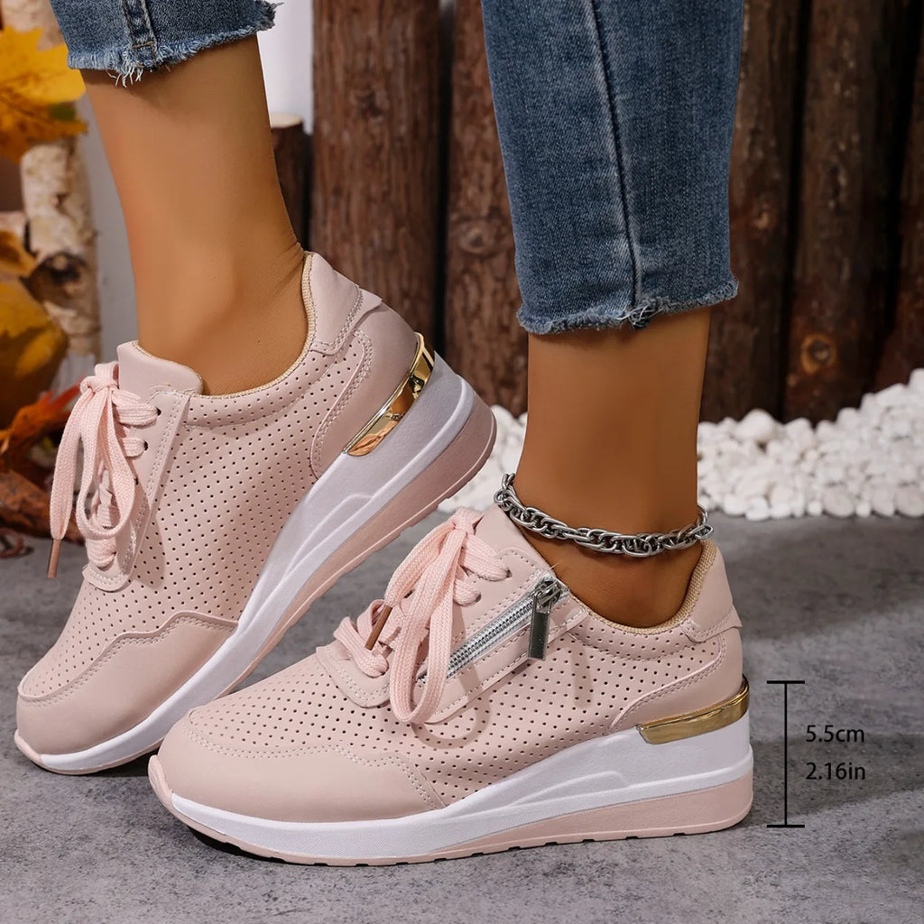 Brand Designer sneakers 2025 New Women Casual Shoes Height Increasing Sport Wedge Shoes Air Cushion Comfortable Sneakers