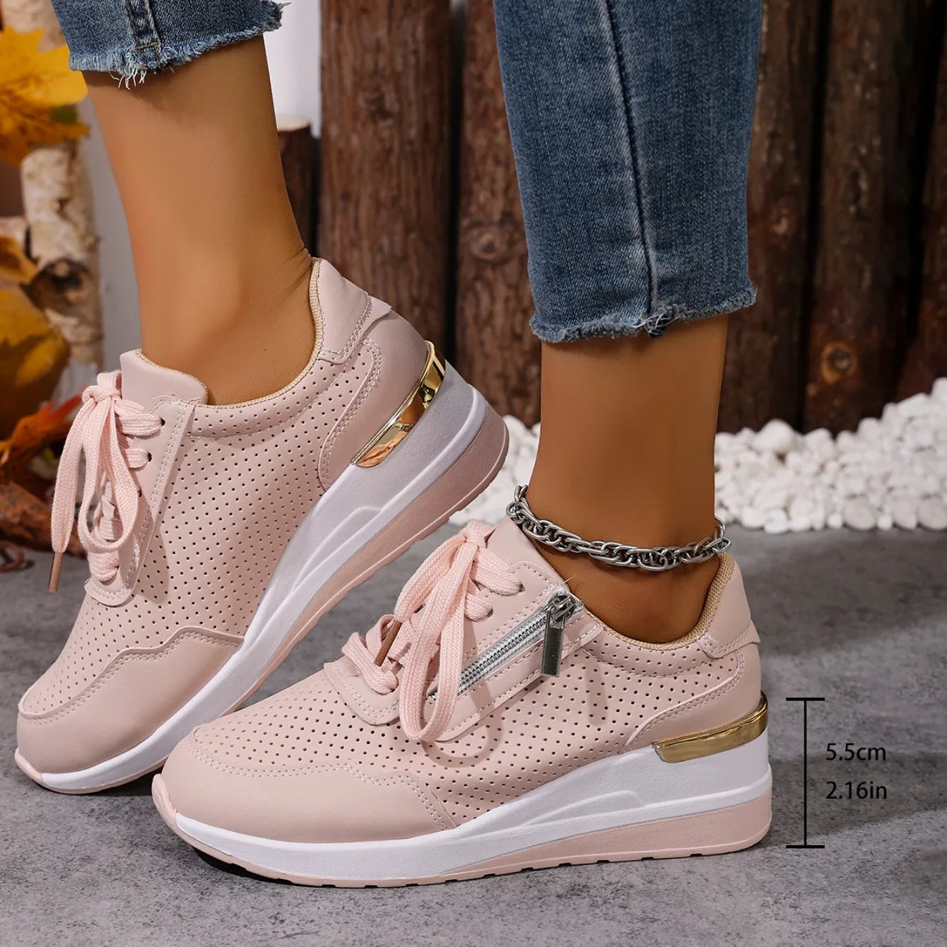 Brand Designer sneakers 2025 New Women Casual Shoes Height Increasing Sport Wedge Shoes Air Cushion Comfortable Sneakers