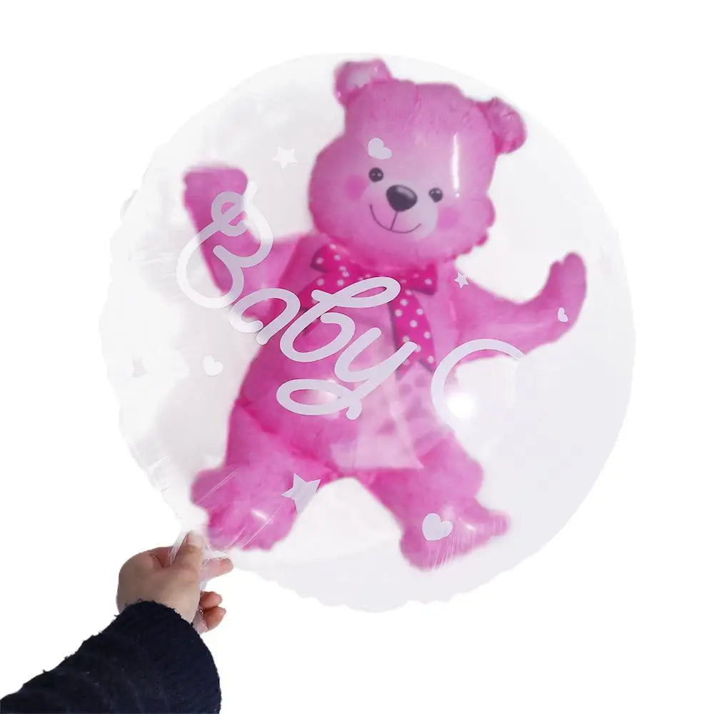 Decoration  Birthday Transparent Double Bubble Foil Blue Pink Bear Balloons Party Supplies Globos
