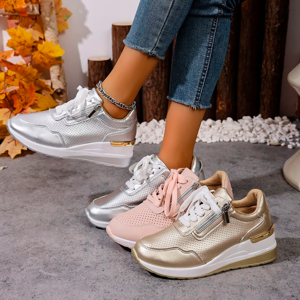 Brand Designer sneakers 2025 New Women Casual Shoes Height Increasing Sport Wedge Shoes Air Cushion Comfortable Sneakers