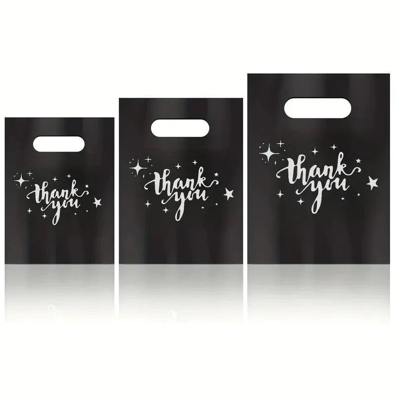 12/30/60/100 pieces durable plastic bag with handle-small business, retail store, boutique, gift, shopping promotion party