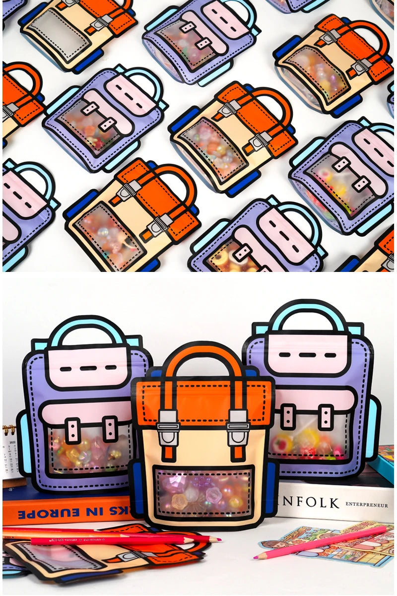 LBSISI Life,Backpack Plastic Bags For Candy Chocolate Cookie Nougat Biscuit Packing Gift Zipper Bags For Children Day,50pcs