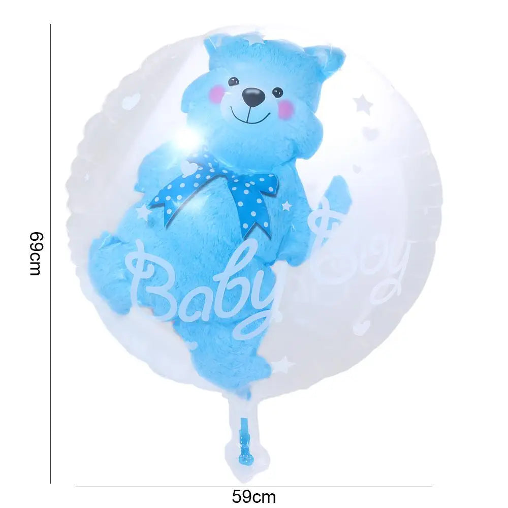 Decoration  Birthday Transparent Double Bubble Foil Blue Pink Bear Balloons Party Supplies Globos