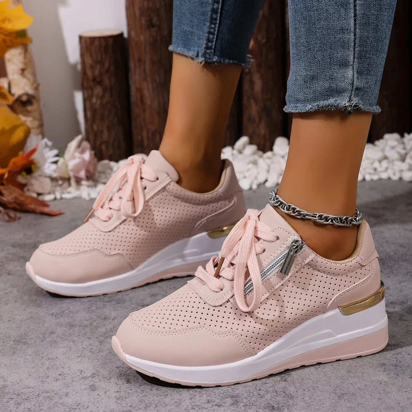 Brand Designer sneakers 2025 New Women Casual Shoes Height Increasing Sport Wedge Shoes Air Cushion Comfortable Sneakers