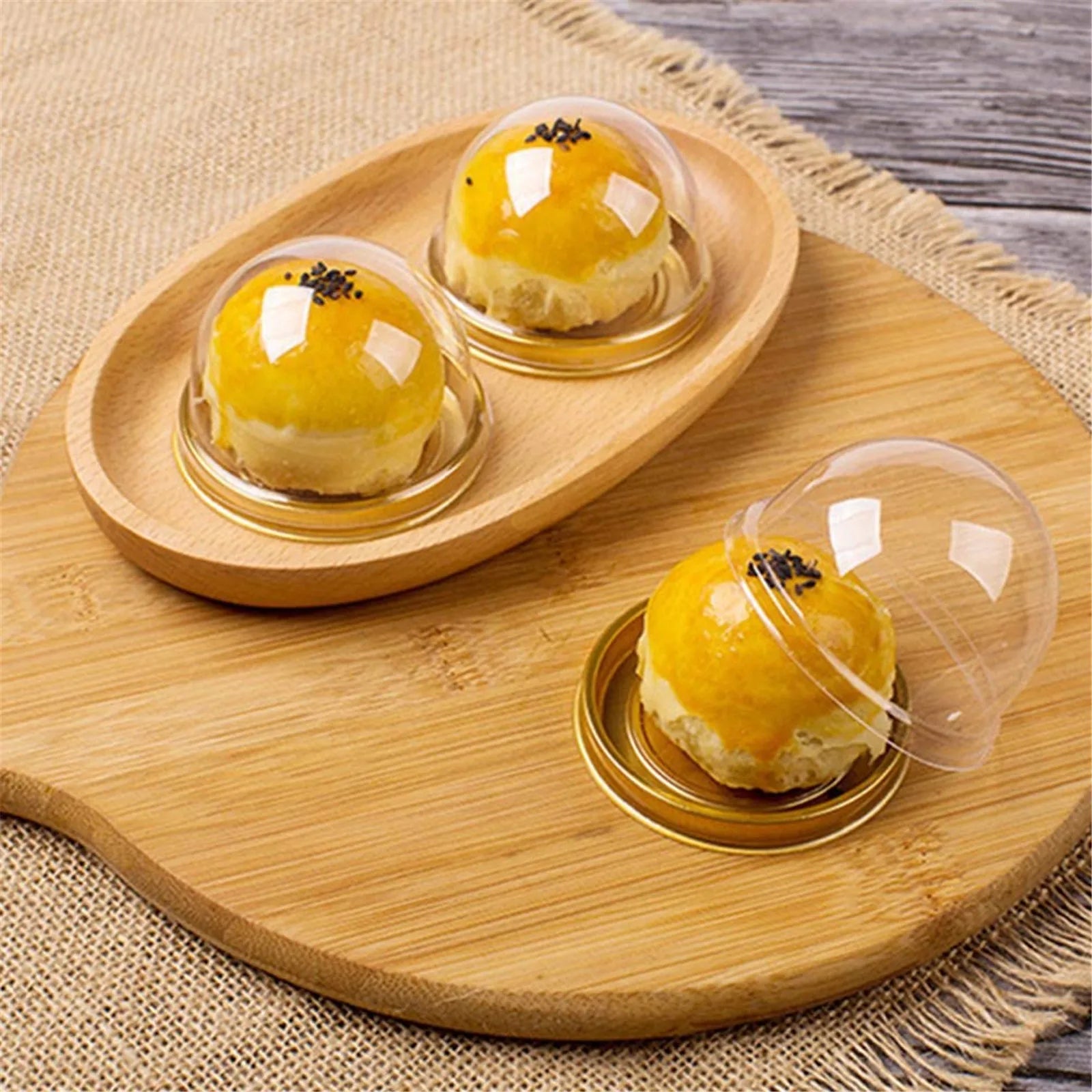 50-300pcs Packing Boxes Transparent Plastic Egg Yolk Crisp Moon Cake Boxes Disposable Dessert Packaging Mousse Trays Container