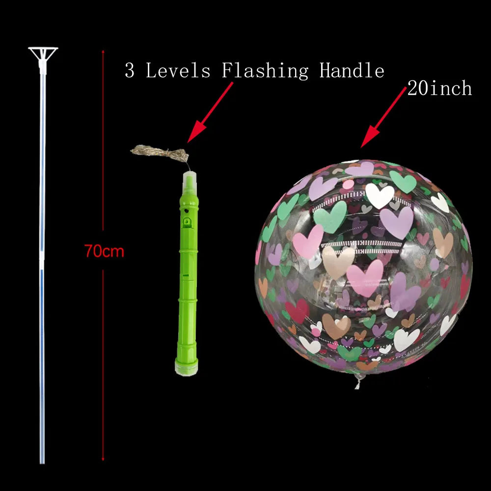 1/5/10/20/30pcs LED Light Up BoBo Balloons Colorful 3 Levels Flashing Handle 20 Inches Bubble Balloon 70cm Stick