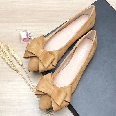 Women Flats with Big Bowknot Red Wedding Shoes Flat Heel Butterfly-knot Soft Sole Small Size 33 34 large size 43 Rose Red Flats