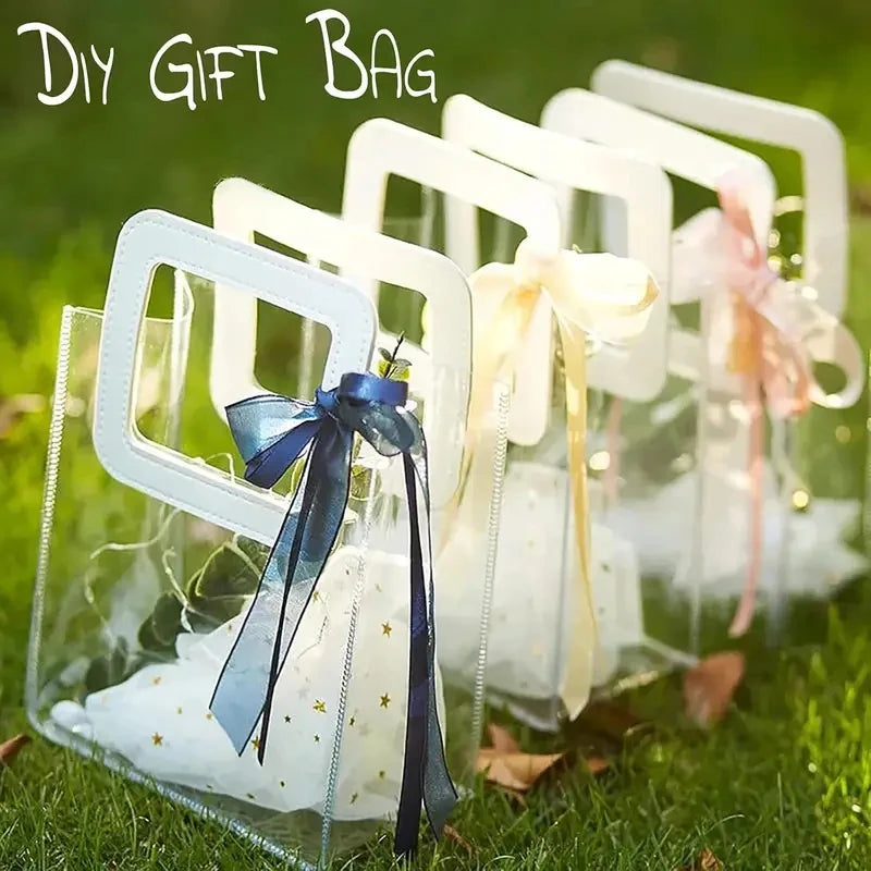 5/15 PVC Gift Bags Packing Bag with Handle Wedding Accessories Festival Souvenir Party Present Candy Jewelry Packaging Home