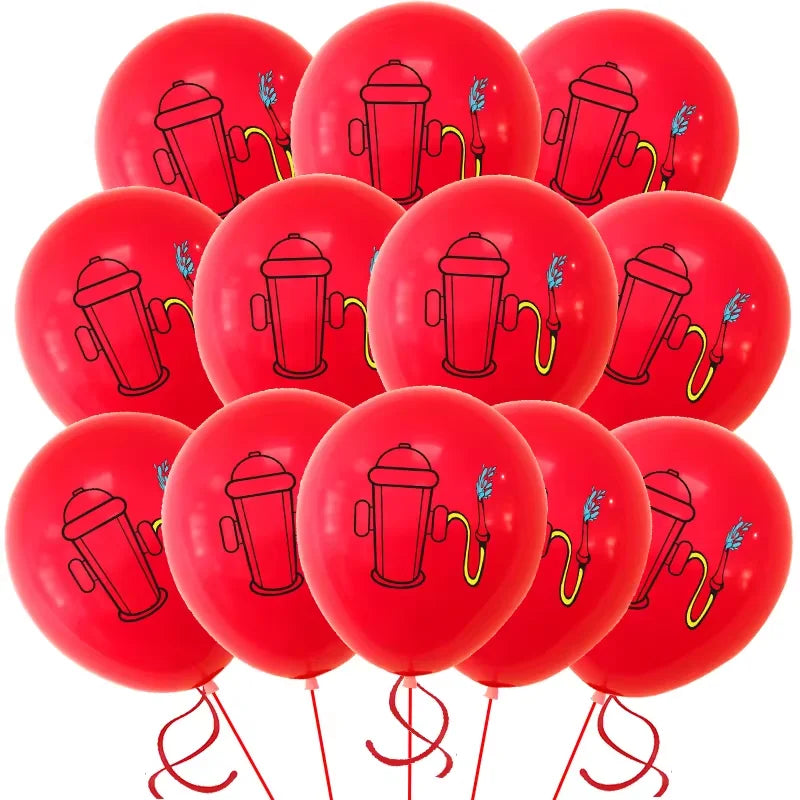12inch Fire Truck Balloons Kit Birthday Party Decoration Latex Balloon Baby Shower Fireman Firefighter Boy Favorite Gift Supplie
