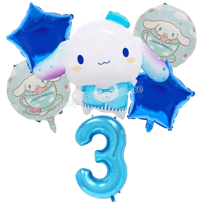 Cinnamoroll Birthday Balloons Girls Party Decoration Number Ballons Suit Cute Kawaii Ornaments Backdrop Baby Shower Decor Gift