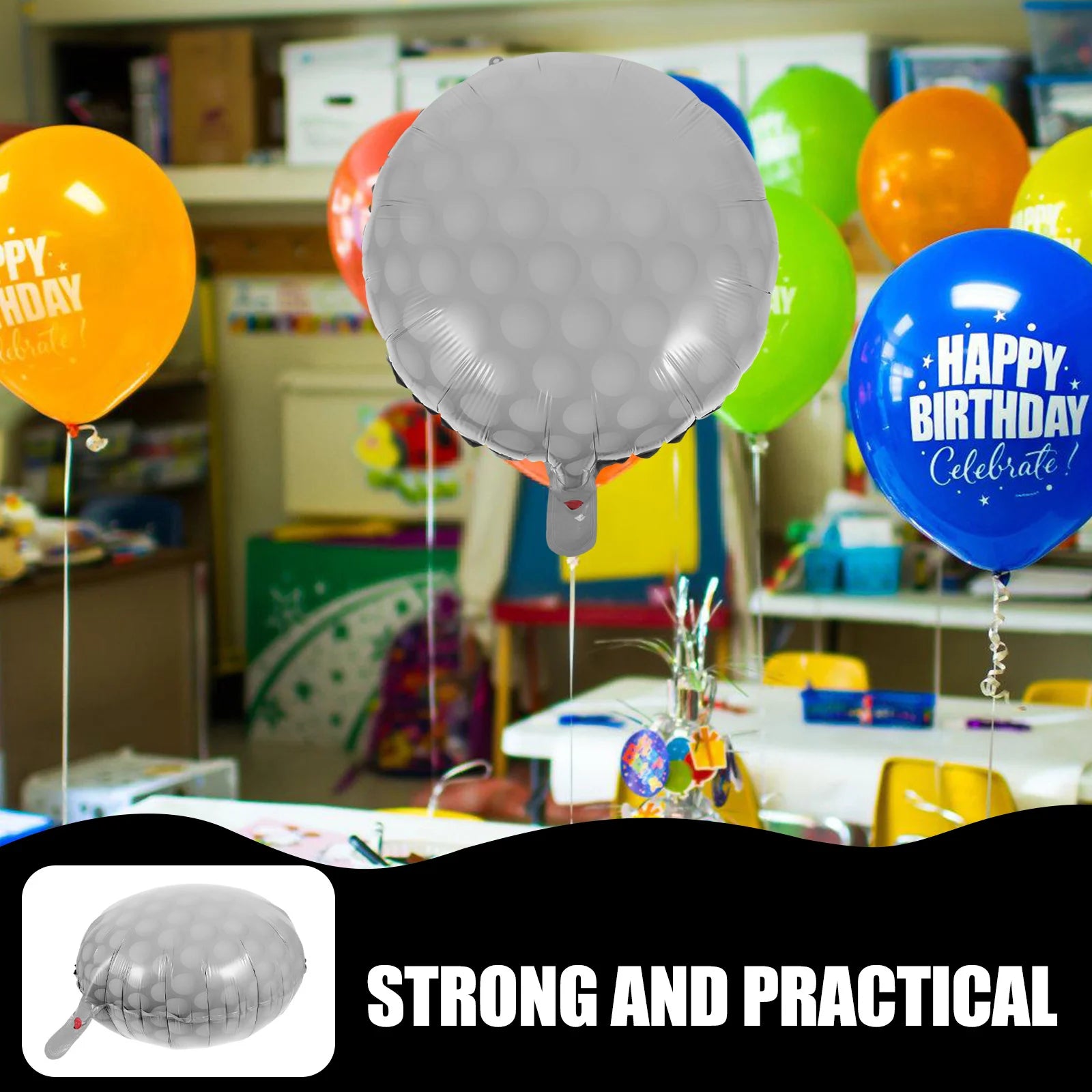 10Pcs Golf Ball Aluminum Foil Balloons Party Decorations Birthday Photo Props Golf Ball Balloons Party Decorations