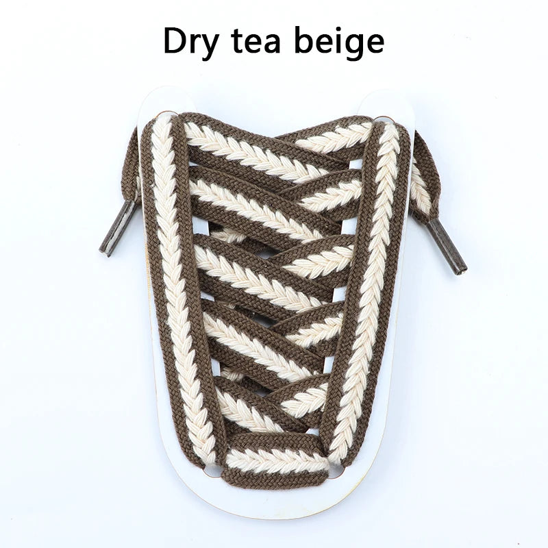 Flat Shoelaces for Sneakers Shoe laces Wide1.5cm Luxury Rainbow Shoelace For Women Man Textured Weave Color Classic Shoestrings