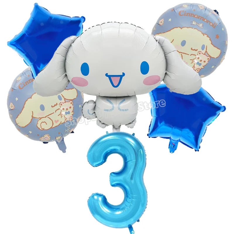 Cinnamoroll Birthday Balloons Girls Party Decoration Number Ballons Suit Cute Kawaii Ornaments Backdrop Baby Shower Decor Gift
