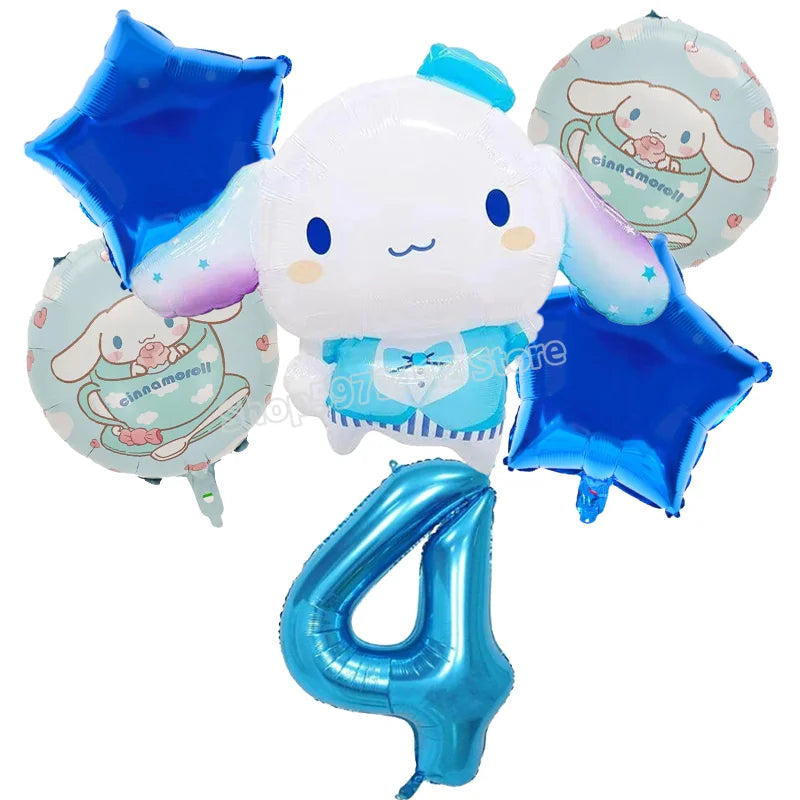 Cinnamoroll Birthday Balloons Girls Party Decoration Number Ballons Suit Cute Kawaii Ornaments Backdrop Baby Shower Decor Gift