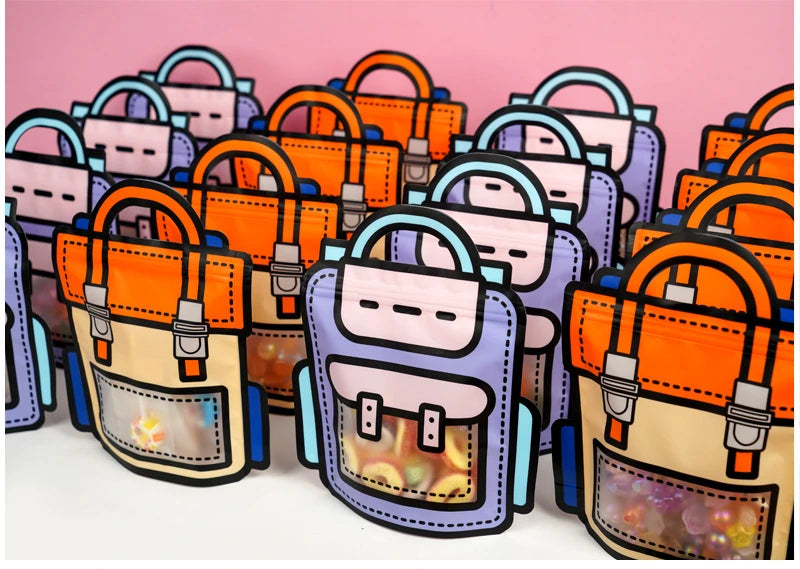 LBSISI Life,Backpack Plastic Bags For Candy Chocolate Cookie Nougat Biscuit Packing Gift Zipper Bags For Children Day,50pcs