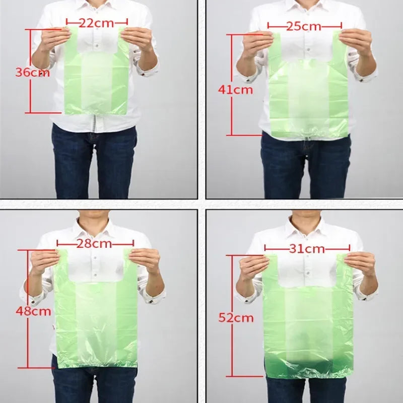 4 Colors Vest Plastic Bag Retail Supermarket Grocery Shopping Bag Takeaway Packing Bag Kitchen Clean Garbage Bag for 100pcs