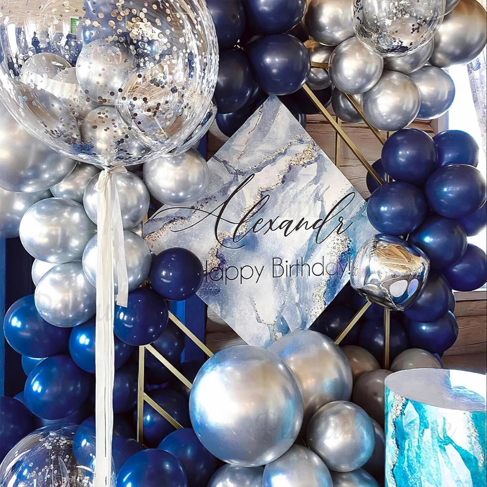 100Pcs Navy Blue Balloons Arch 5/10/12/18" Dark Ink Night Blue Latex Balloon for Baby Shower Anniversary Birthday Party Decor