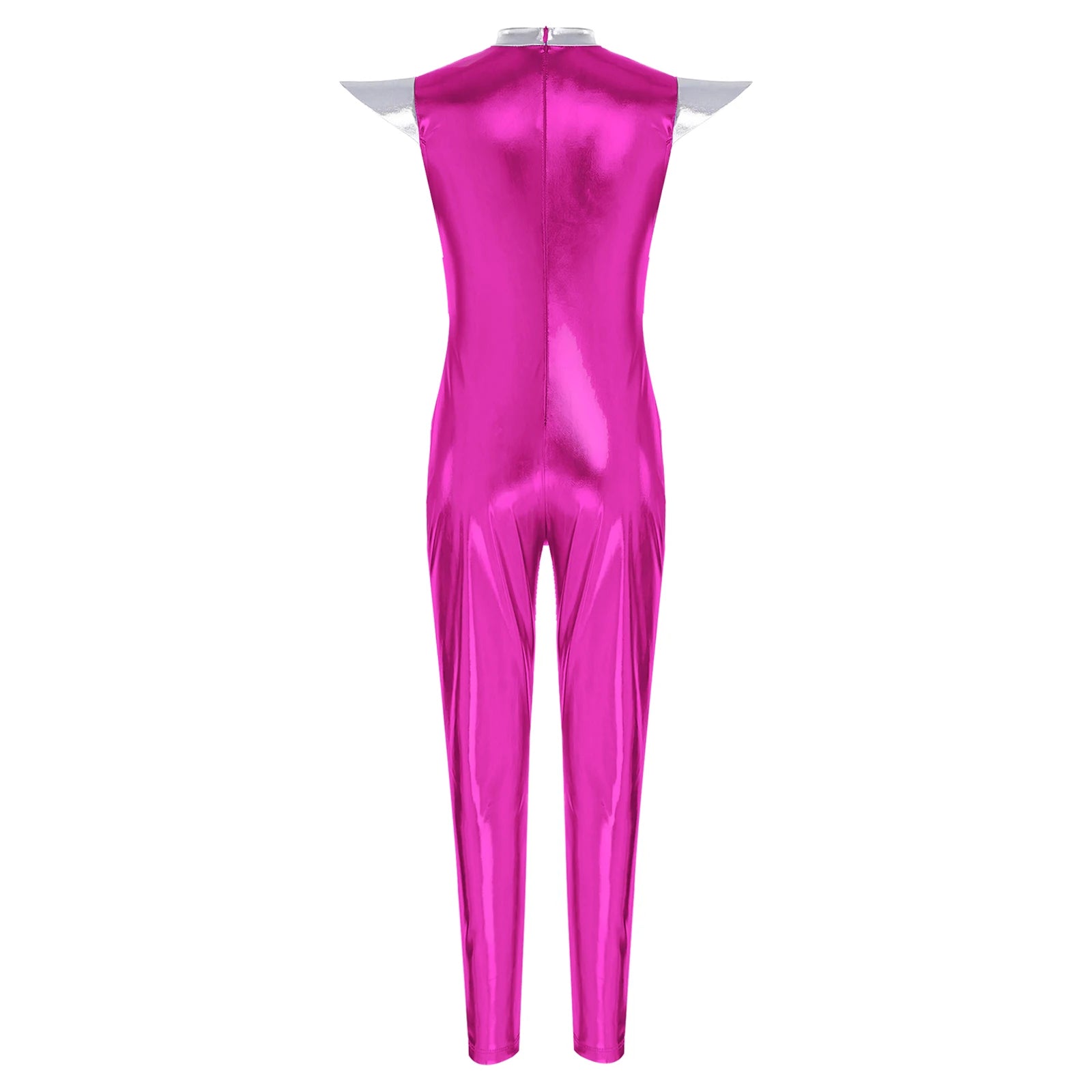 Kids Alien Cosplay Halloween Costume Shiny Bodysuit Astronaut Tech Theme Party Outfit Role Play Jumpsuit Astronaut Dress Up