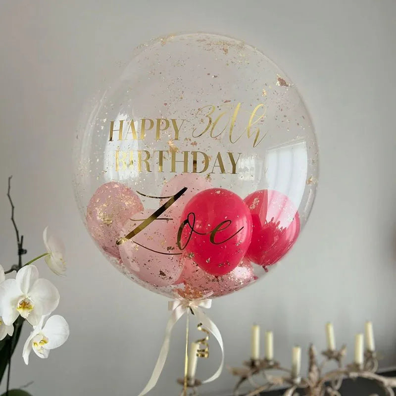 Personalised Bobo Balloon Custom Vinyl Sticker for Bubble Ballon Wedding Bridal Shower Decor Birthday Party Globos babyshower