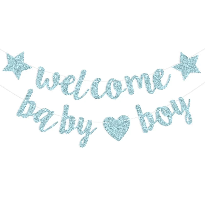 Blue Color Baby Shower Oh Baby Welcome Baby Boy Gender Reveal Party Decoration Supplies
