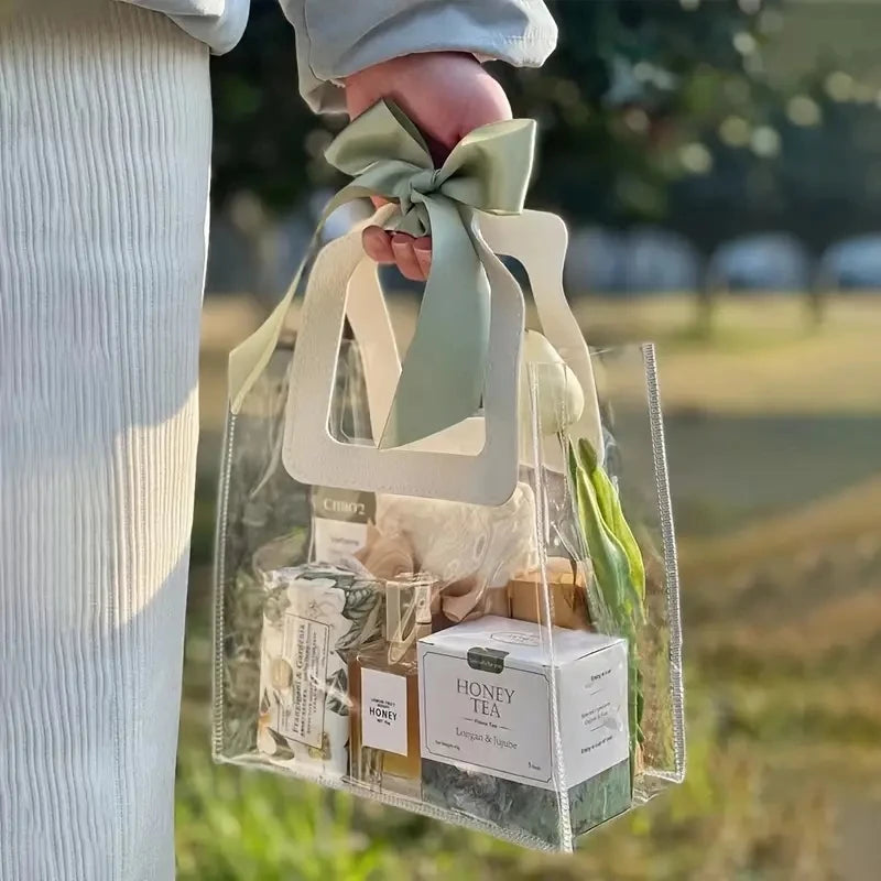 5/15 PVC Gift Bags Packing Bag with Handle Wedding Accessories Festival Souvenir Party Present Candy Jewelry Packaging Home