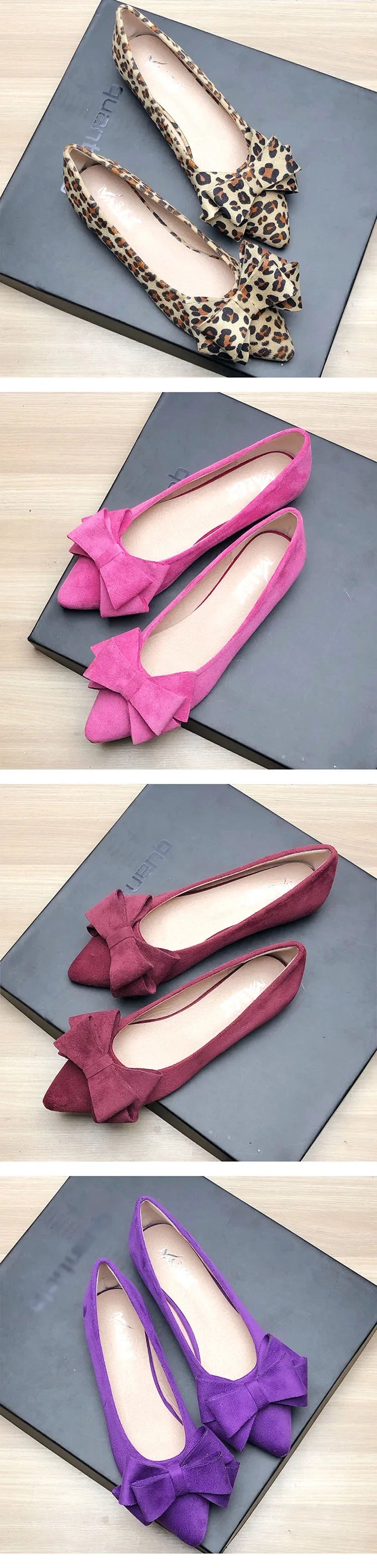 Women Flats with Big Bowknot Red Wedding Shoes Flat Heel Butterfly-knot Soft Sole Small Size 33 34 large size 43 Rose Red Flats