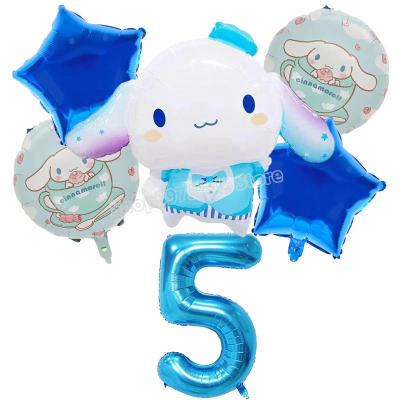 Cinnamoroll Birthday Balloons Girls Party Decoration Number Ballons Suit Cute Kawaii Ornaments Backdrop Baby Shower Decor Gift