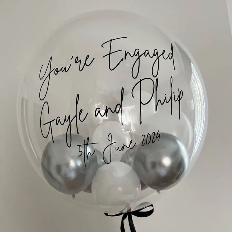 Personalised Bobo Balloon Custom Vinyl Sticker for Bubble Ballon Wedding Bridal Shower Decor Birthday Party Globos babyshower