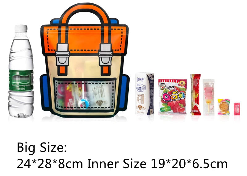 LBSISI Life,Backpack Plastic Bags For Candy Chocolate Cookie Nougat Biscuit Packing Gift Zipper Bags For Children Day,50pcs