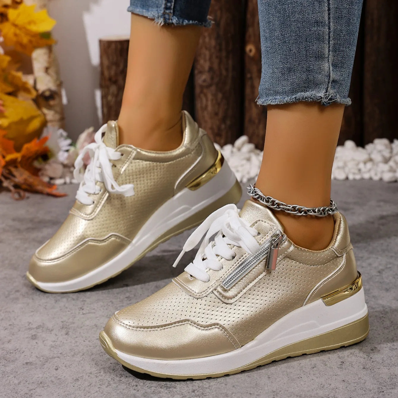 Brand Designer sneakers 2025 New Women Casual Shoes Height Increasing Sport Wedge Shoes Air Cushion Comfortable Sneakers