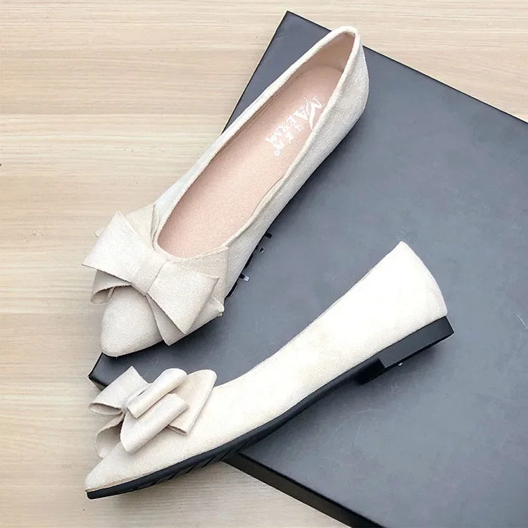 Women Flats with Big Bowknot Red Wedding Shoes Flat Heel Butterfly-knot Soft Sole Small Size 33 34 large size 43 Rose Red Flats