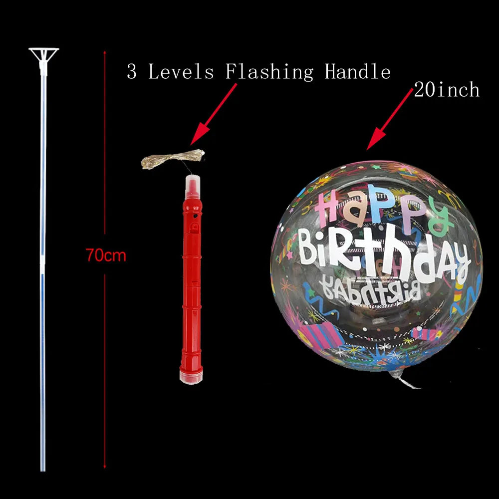 1/5/10/20/30pcs LED Light Up BoBo Balloons Colorful 3 Levels Flashing Handle 20 Inches Bubble Balloon 70cm Stick