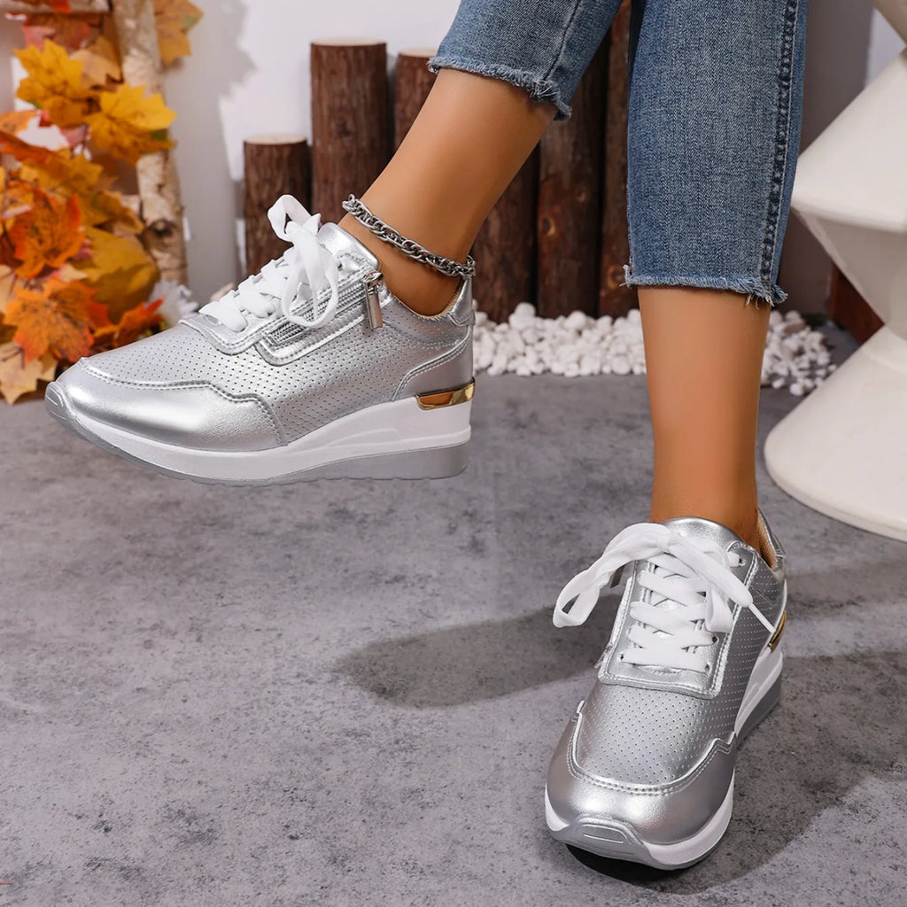 Brand Designer sneakers 2025 New Women Casual Shoes Height Increasing Sport Wedge Shoes Air Cushion Comfortable Sneakers
