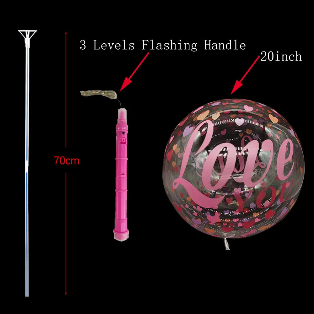 1/5/10/20/30pcs LED Light Up BoBo Balloons Colorful 3 Levels Flashing Handle 20 Inches Bubble Balloon 70cm Stick
