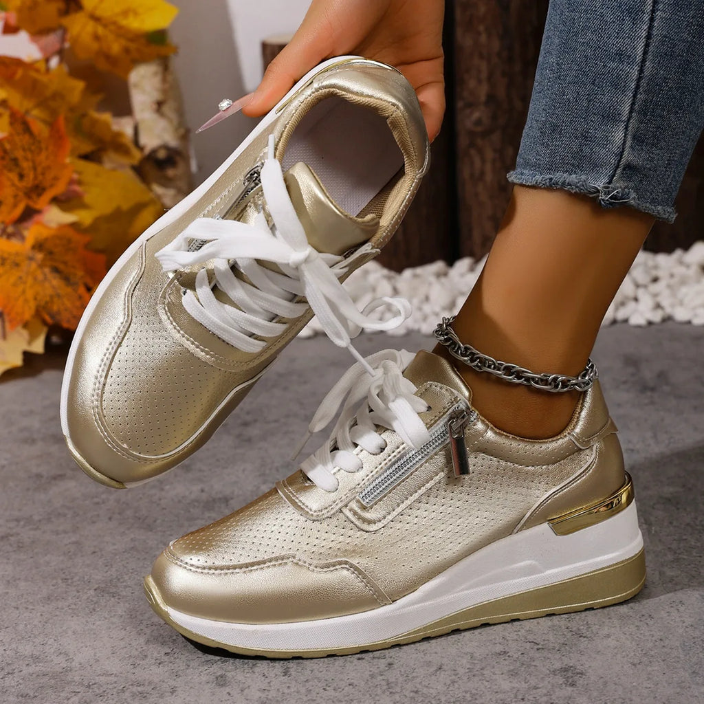 Brand Designer sneakers 2025 New Women Casual Shoes Height Increasing Sport Wedge Shoes Air Cushion Comfortable Sneakers